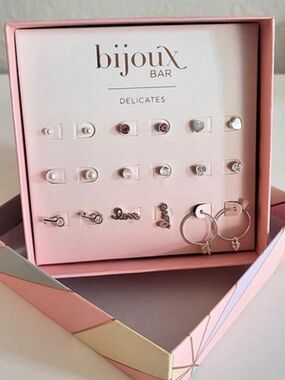 Bijoux Bar Delicates Tower Earring Set 6-Pair Geometric Earrings in Pink NWT